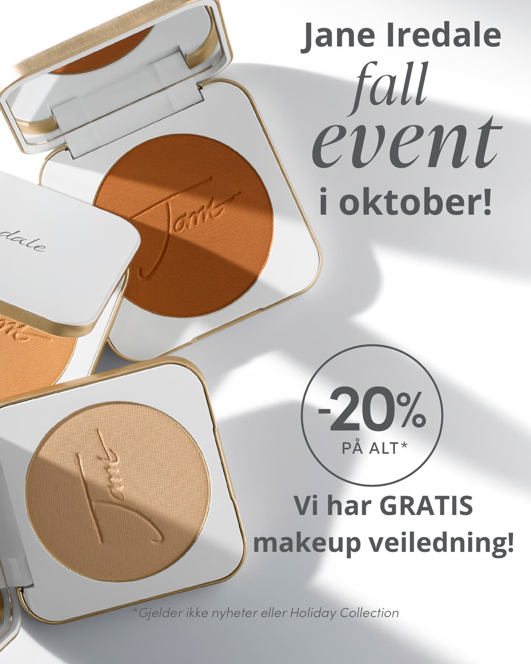 Fra i morgen har vi -20% på all makeup i Jane Iredale🤩🤩 Kom innom for tips og veiledning til riktige produkter til …